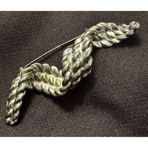 Vtg Anne Klein Brooch Pin Large Brushed Silver Tone Modernist Chunky Abstract